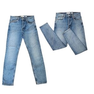 Re/Done Women 27 High Rise Ankle Crop Stretch Buttonfly 90's Revival Denim Jeans